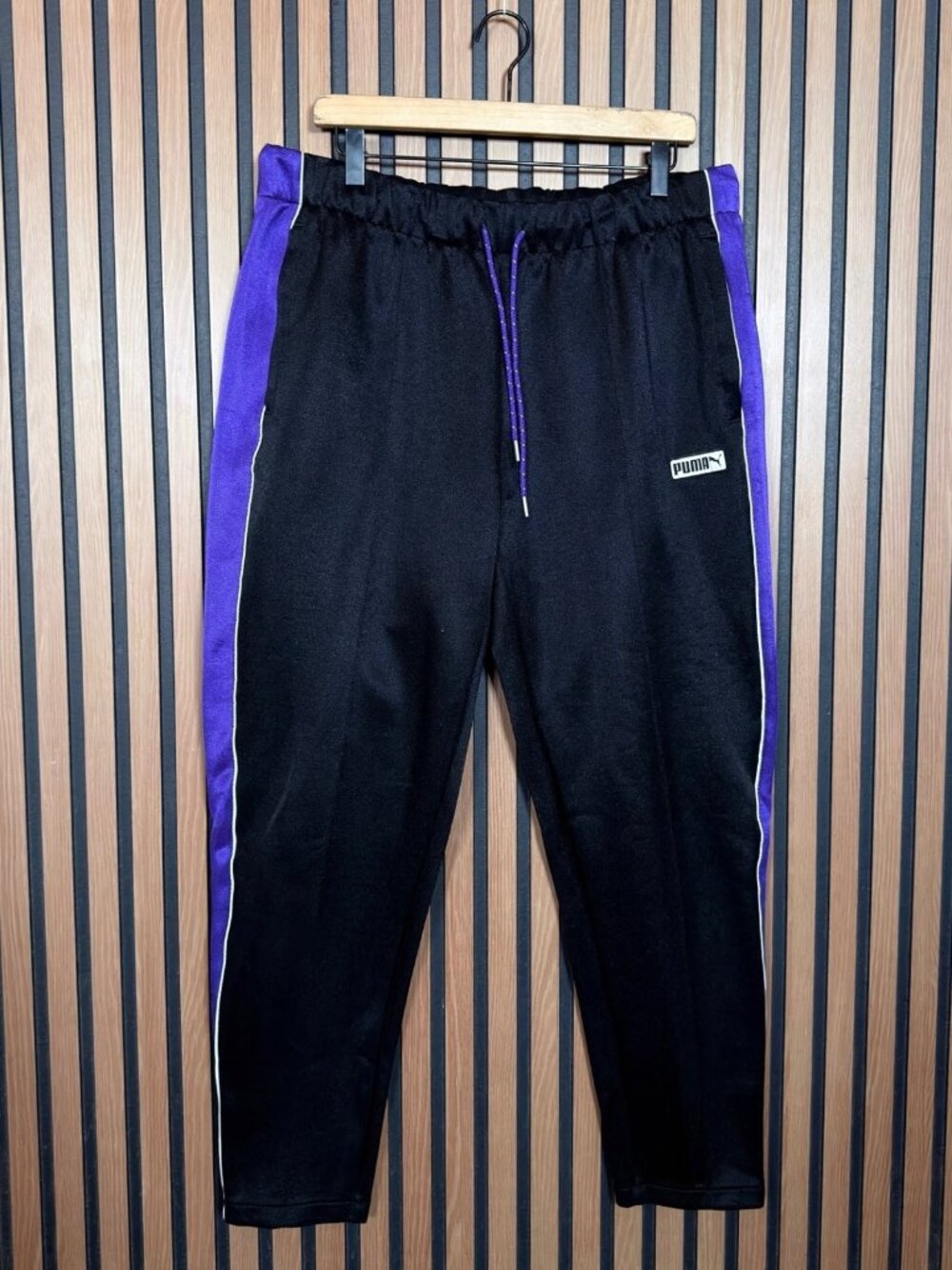 Puma x Paul Stanley Sweatpants XL Mens Black Purple Side Stripe Elastic Waist
